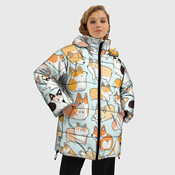 Куртка зимняя женская Милые корги, цвет: 3D-черный — фото 2