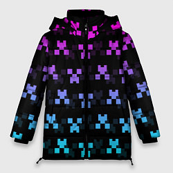 Куртка зимняя женская MINECRAFT CREEPER NEON, цвет: 3D-черный
