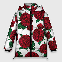 Куртка зимняя женская Винтажные розы, цвет: 3D-черный