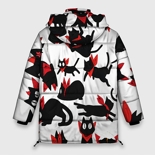 Женская зимняя куртка Черный котик / 3D-Красный – фото 2