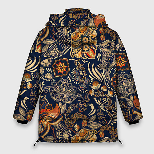 Женская зимняя куртка Узор орнамент цветы этно / 3D-Красный – фото 2