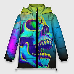 Куртка зимняя женская Neon skull, цвет: 3D-черный