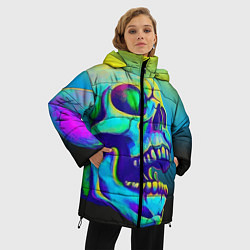 Куртка зимняя женская Neon skull, цвет: 3D-красный — фото 2