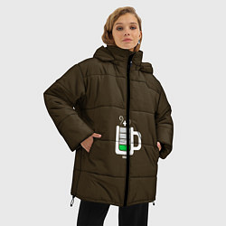 Куртка зимняя женская Батарейка заряд чашка кофе, цвет: 3D-светло-серый — фото 2