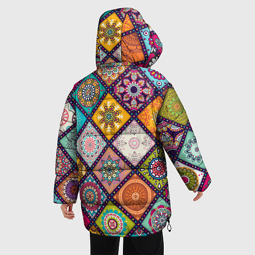 Женская зимняя куртка Узоры мандалы / 3D-Черный – фото 4