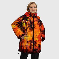 Куртка зимняя женская ТРОПИЧЕСКИЕ ПАЛЬМЫ, цвет: 3D-черный — фото 2