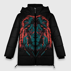 Куртка зимняя женская Лев на закате, цвет: 3D-светло-серый