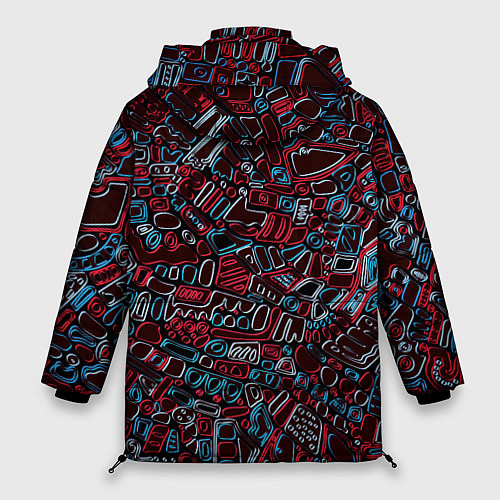 Женская зимняя куртка Абстракция Неони / 3D-Красный – фото 2