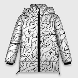 Куртка зимняя женская Черно-белые узоры, цвет: 3D-светло-серый