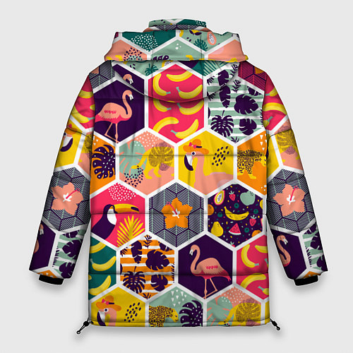 Женская зимняя куртка Тропические соты / 3D-Красный – фото 2