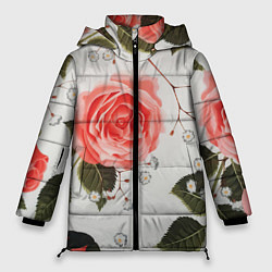 Куртка зимняя женская Нежные розы, цвет: 3D-черный