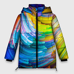Куртка зимняя женская Цветные полоски, цвет: 3D-черный