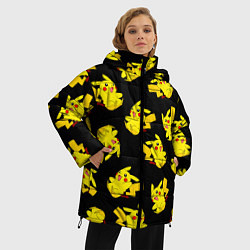 Куртка зимняя женская Веселый пикачу, цвет: 3D-черный — фото 2