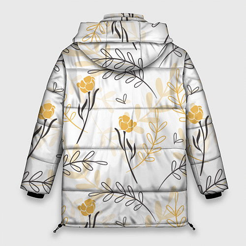 Женская зимняя куртка Рисованные Цветы / 3D-Красный – фото 2