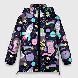 Женская зимняя куртка Коты-космонавты