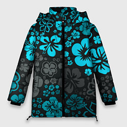 Куртка зимняя женская Blue Flowers, цвет: 3D-черный