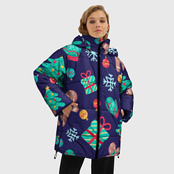 Куртка зимняя женская Новый Год, цвет: 3D-красный — фото 2