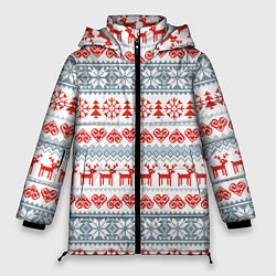 Женская зимняя куртка Новогодний пиксельный узор