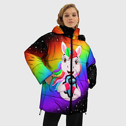Куртка зимняя женская AMONG US - С ЕДИНОРОГОМ, цвет: 3D-черный — фото 2
