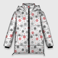 Куртка зимняя женская Снежинки, цвет: 3D-красный