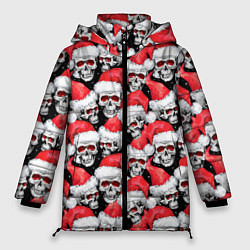 Куртка зимняя женская Деды морозы черепа, цвет: 3D-черный