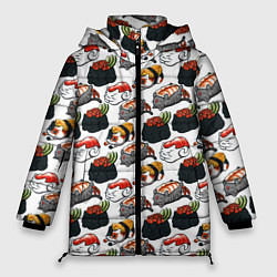 Куртка зимняя женская Котики Суши, цвет: 3D-черный