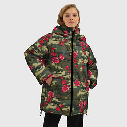 Куртка зимняя женская Камуфляж и розы, цвет: 3D-светло-серый — фото 2