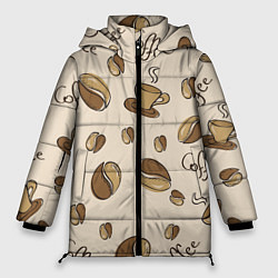 Женская зимняя куртка Кофейный узор на светлом