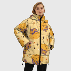 Куртка зимняя женская Капкейки на желтом фоне, цвет: 3D-черный — фото 2