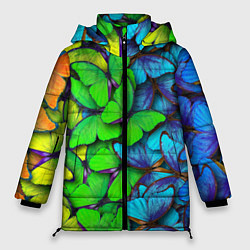 Куртка зимняя женская Радужные бабочки, цвет: 3D-черный