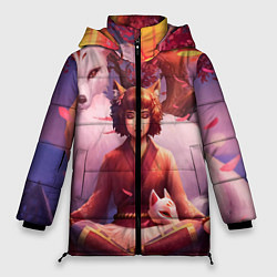 Куртка зимняя женская Девушка-лиса, цвет: 3D-черный