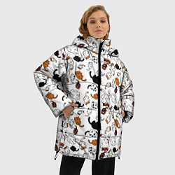 Куртка зимняя женская Коты Паттерн, цвет: 3D-красный — фото 2