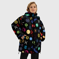 Куртка зимняя женская ЛОГОТИПЫ КРИПТОВАЛЮТ Z, цвет: 3D-черный — фото 2