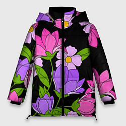 Женская зимняя куртка Ночные цветы