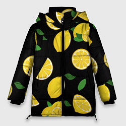 Куртка зимняя женская Лимоны на чёрном, цвет: 3D-черный