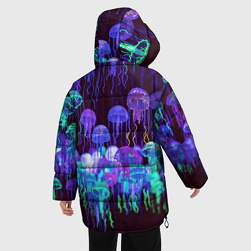 Женская зимняя куртка Неоновые медузы / 3D-Черный – фото 4