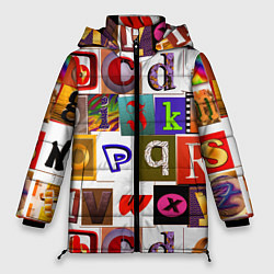 Куртка зимняя женская Английские буквы 2, цвет: 3D-красный