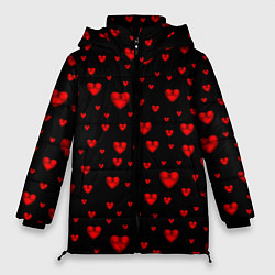 Куртка зимняя женская Красные сердца, цвет: 3D-светло-серый