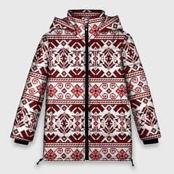 Куртка зимняя женская Русские народные узоры, цвет: 3D-черный