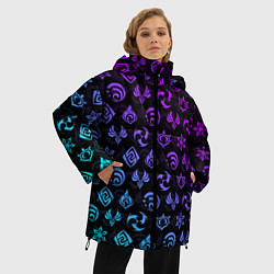 Куртка зимняя женская GENSHIN IMPACT NEON, цвет: 3D-черный — фото 2