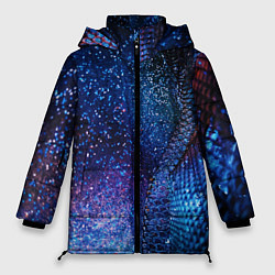 Куртка зимняя женская Синяя чешуйчатая абстракция blue cosmos, цвет: 3D-светло-серый