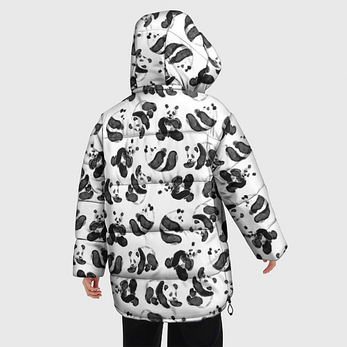 Женская зимняя куртка Акварельные панды паттерн / 3D-Черный – фото 4