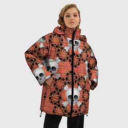 Куртка зимняя женская Кирпичные черепа, цвет: 3D-черный — фото 2