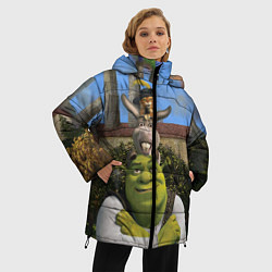 Куртка зимняя женская Шрек, Кот и Осёл, цвет: 3D-светло-серый — фото 2