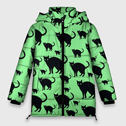 Куртка зимняя женская Кошачий фон, цвет: 3D-черный