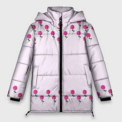 Куртка зимняя женская Розовые цветы pink flowers, цвет: 3D-черный