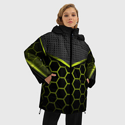 Куртка зимняя женская 3D СОТЫ ОБЪЕМНАЯ БРОНЯ, цвет: 3D-светло-серый — фото 2