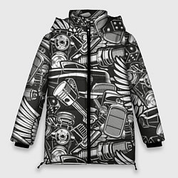 Куртка зимняя женская Механика Автомобиль, цвет: 3D-черный