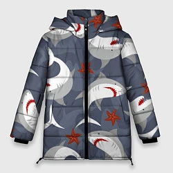 Куртка зимняя женская Акулы, цвет: 3D-красный