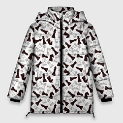 Куртка зимняя женская Шахматные Фигуры, цвет: 3D-красный